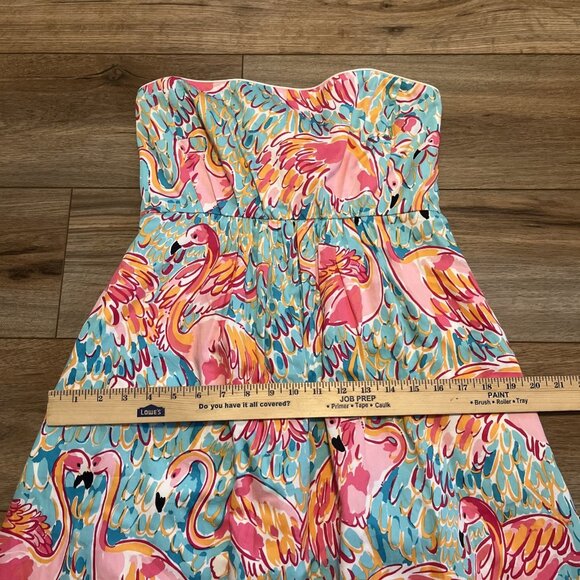 Lilly Pulitzer Wyatt Strapless Mini Dress SZ 4 Pink Blue Peel and Eat Flamingo - Picture 7 of 16